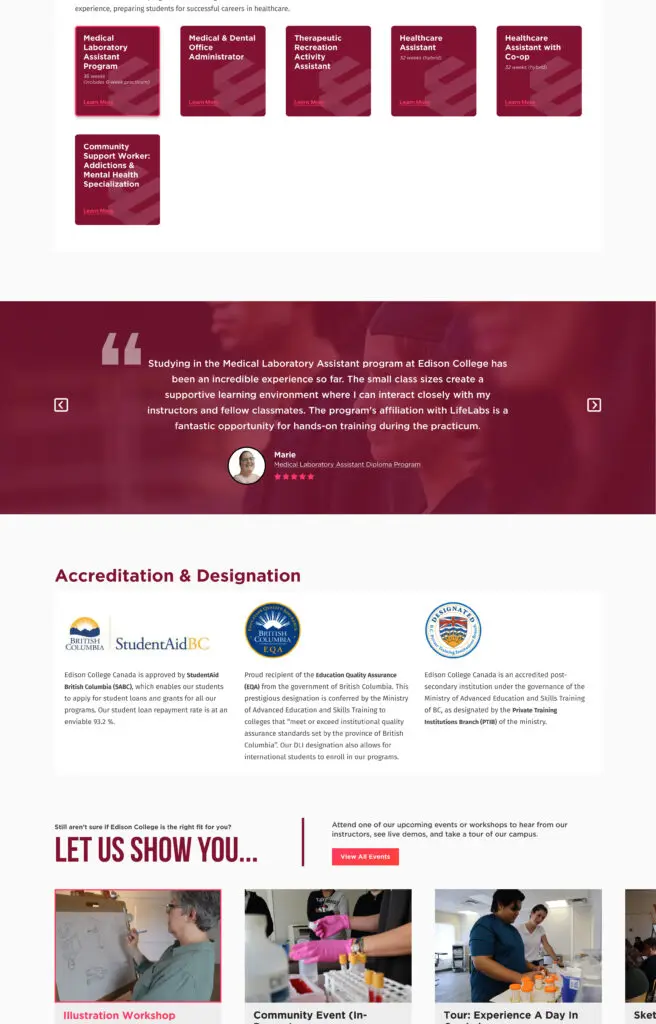 Edison College Homepage Design