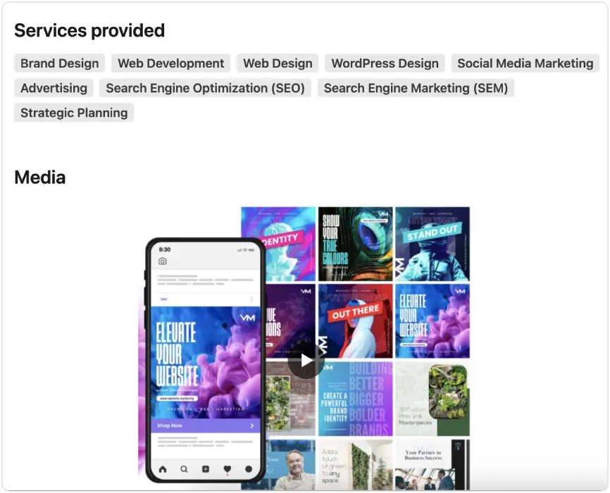 Mockup of LinkedIn Services Section