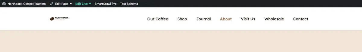 The public website with the black admin bar above it, showing an Edit Page link