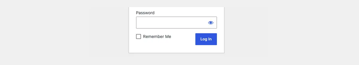 Close-up of the login form showing the Remember Me checkbox unticked beside the blue Log In button