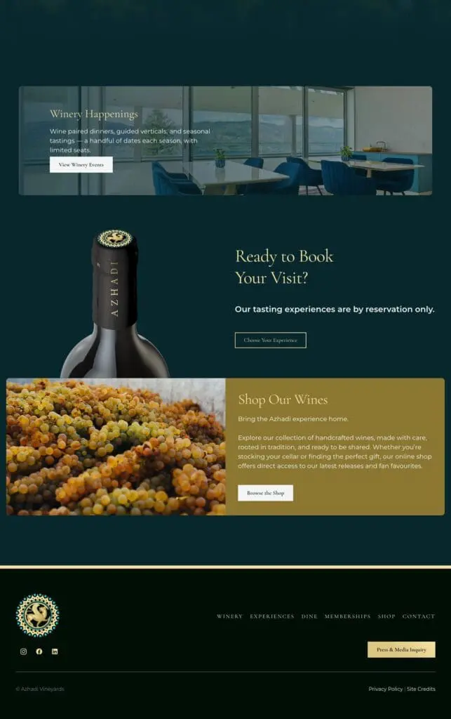 Azhadi Vineyards Experiences page, part 4