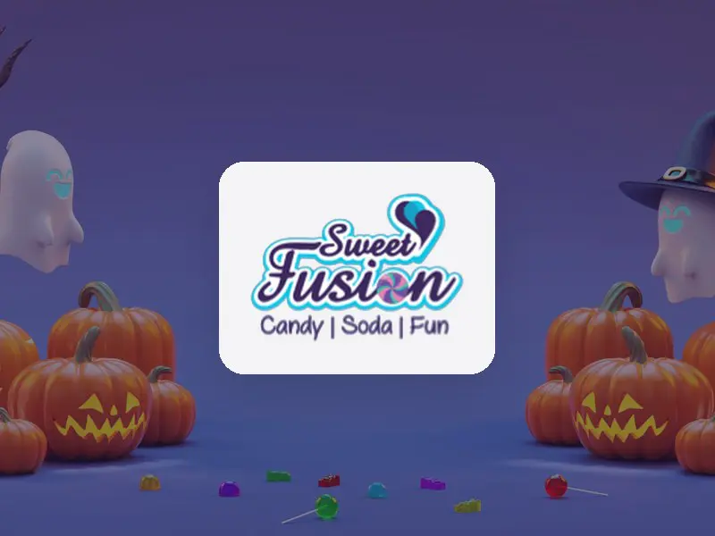 Sweet Fusion logo over the Halloween banner from the new website