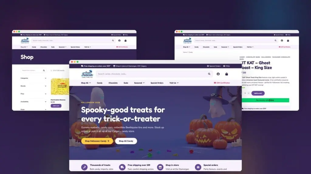 Sweet Fusion home, shop and product pages