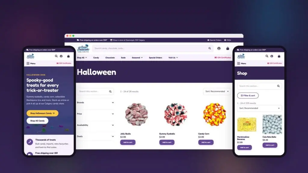 Sweet Fusion Halloween category on desktop and mobile