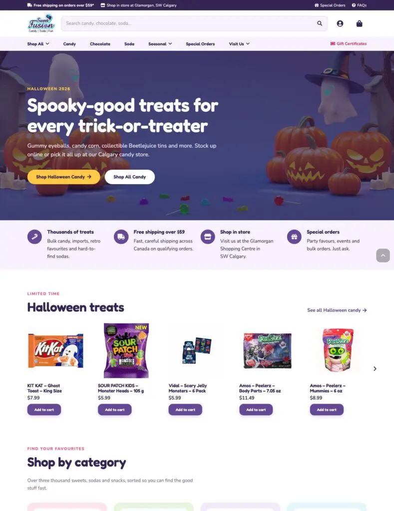 Sweet Fusion website home page