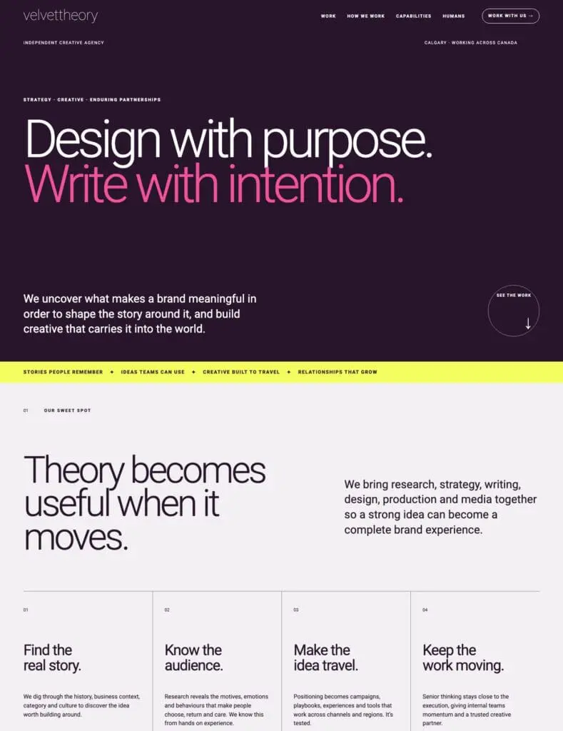 Velvet Theory website homepage