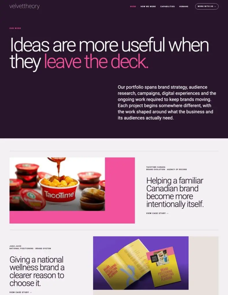 Velvet Theory website Work page