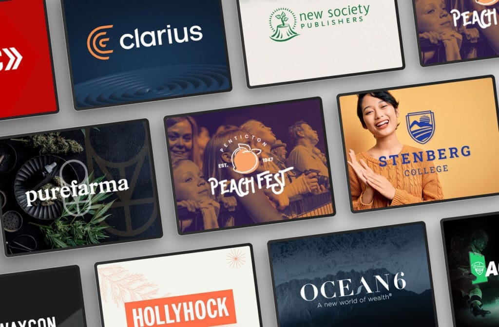 Displayed arrangement of work by Vigilante Marketing.