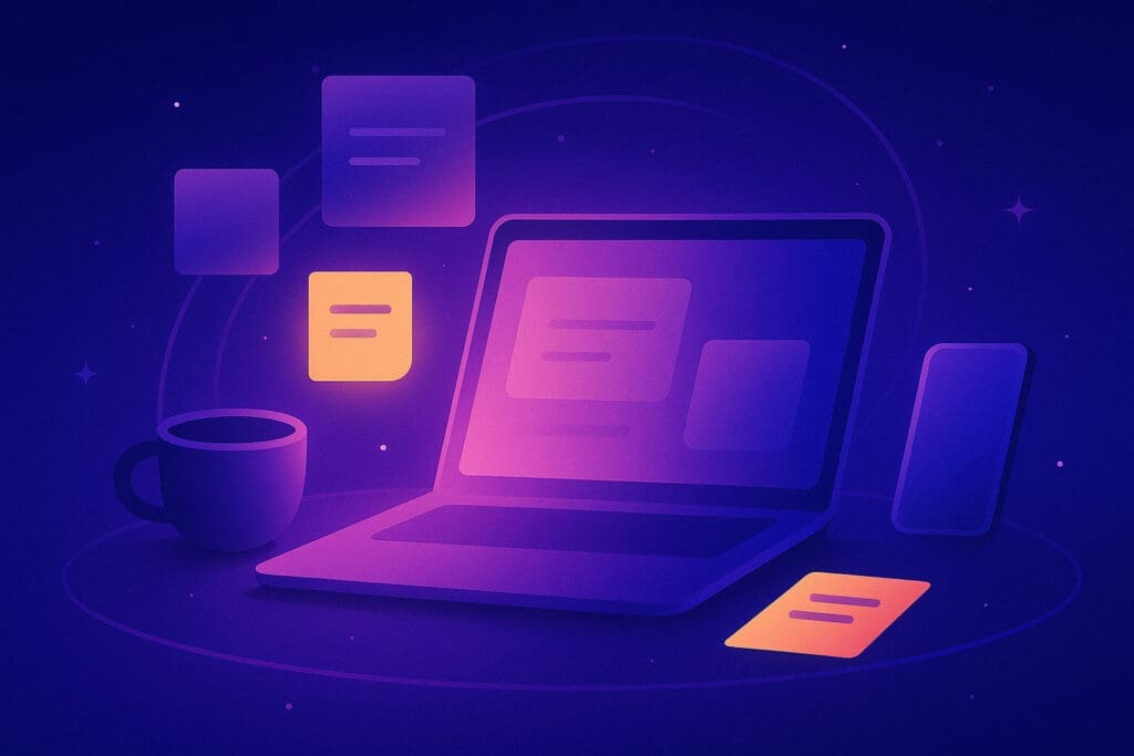 Marketing professional planning influencer strategy with laptop and social media analytics dashboard