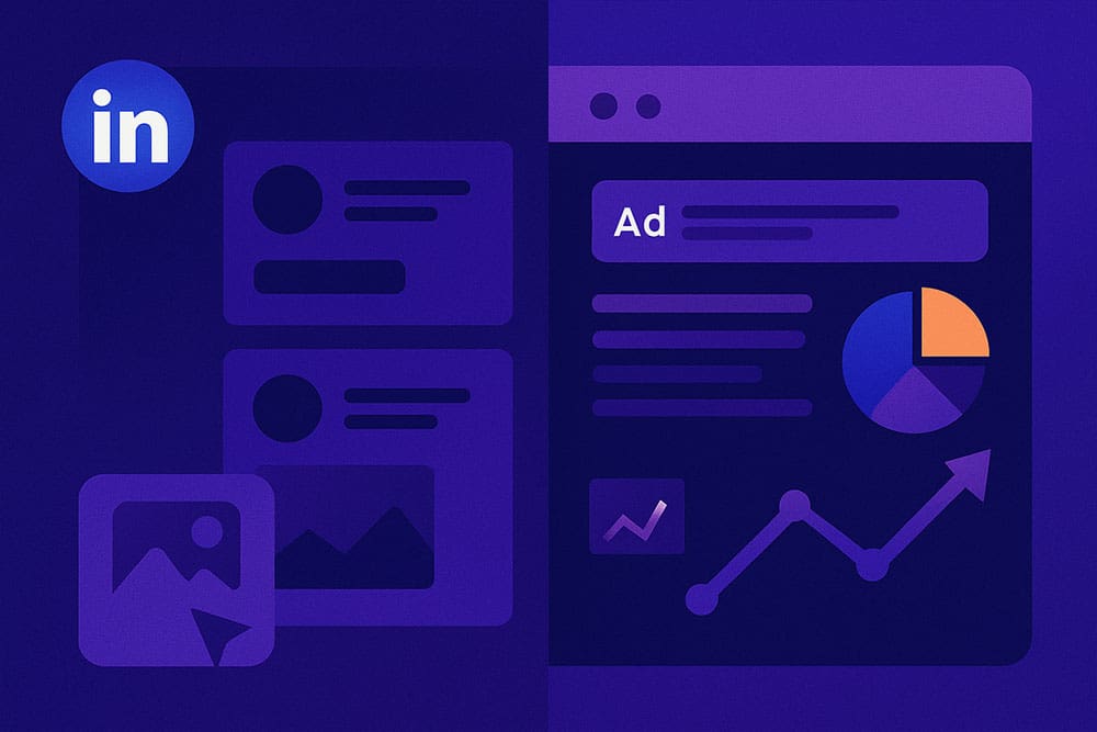 Comparison of LinkedIn Ads and Google Ads dashboards showing analytics and ad performance data in 2025